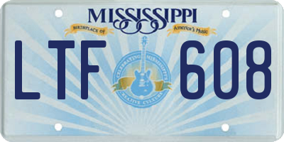 MS license plate LTF608