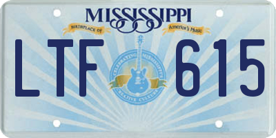 MS license plate LTF615