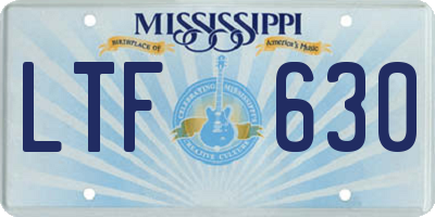 MS license plate LTF630