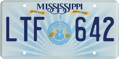 MS license plate LTF642