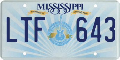 MS license plate LTF643