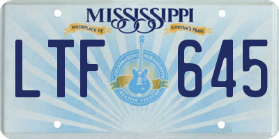MS license plate LTF645