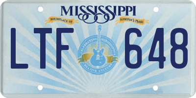MS license plate LTF648