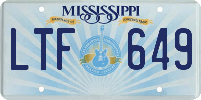 MS license plate LTF649