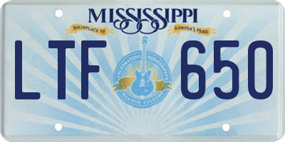 MS license plate LTF650