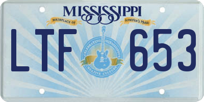 MS license plate LTF653