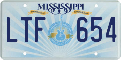 MS license plate LTF654