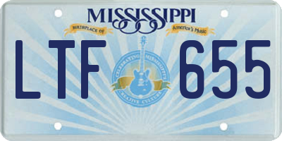 MS license plate LTF655