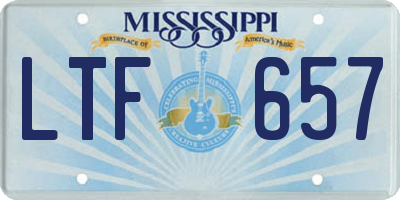 MS license plate LTF657