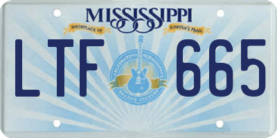 MS license plate LTF665