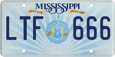 MS license plate LTF666