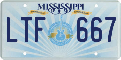 MS license plate LTF667
