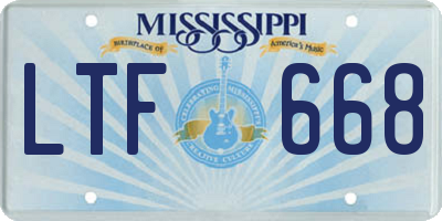 MS license plate LTF668