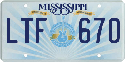 MS license plate LTF670