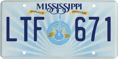 MS license plate LTF671