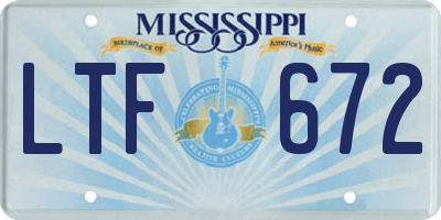 MS license plate LTF672