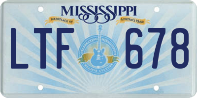 MS license plate LTF678