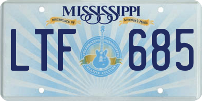 MS license plate LTF685
