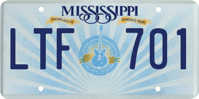 MS license plate LTF701