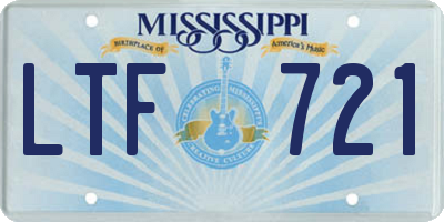 MS license plate LTF721