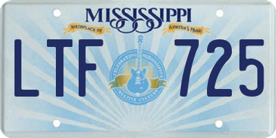 MS license plate LTF725