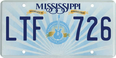 MS license plate LTF726