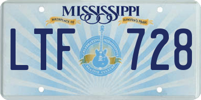 MS license plate LTF728