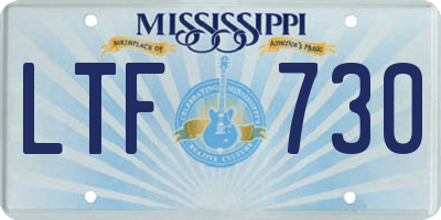 MS license plate LTF730