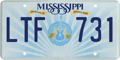 MS license plate LTF731