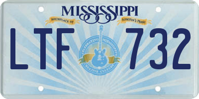 MS license plate LTF732