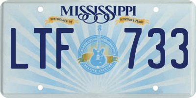MS license plate LTF733