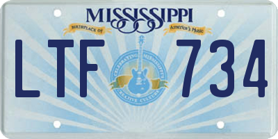 MS license plate LTF734