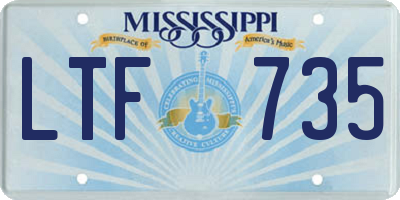 MS license plate LTF735