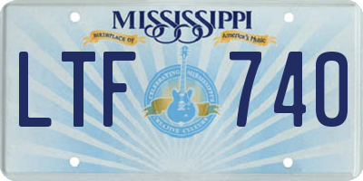 MS license plate LTF740