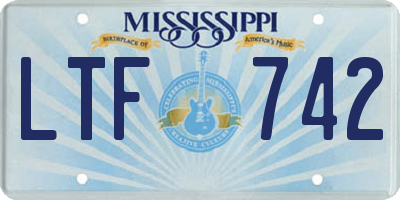 MS license plate LTF742