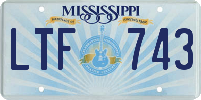MS license plate LTF743