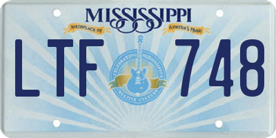 MS license plate LTF748