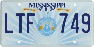 MS license plate LTF749