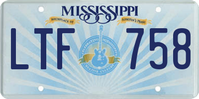 MS license plate LTF758