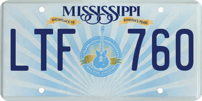 MS license plate LTF760