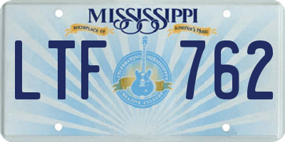 MS license plate LTF762