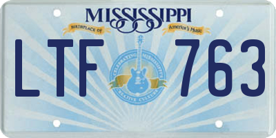 MS license plate LTF763