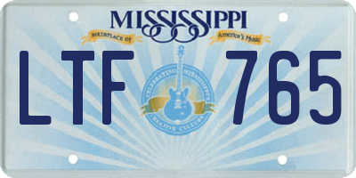 MS license plate LTF765
