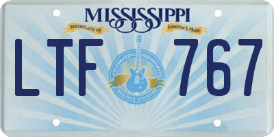 MS license plate LTF767