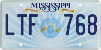 MS license plate LTF768