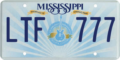 MS license plate LTF777