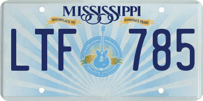 MS license plate LTF785