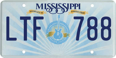 MS license plate LTF788