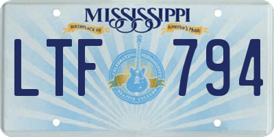 MS license plate LTF794