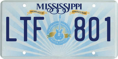 MS license plate LTF801
